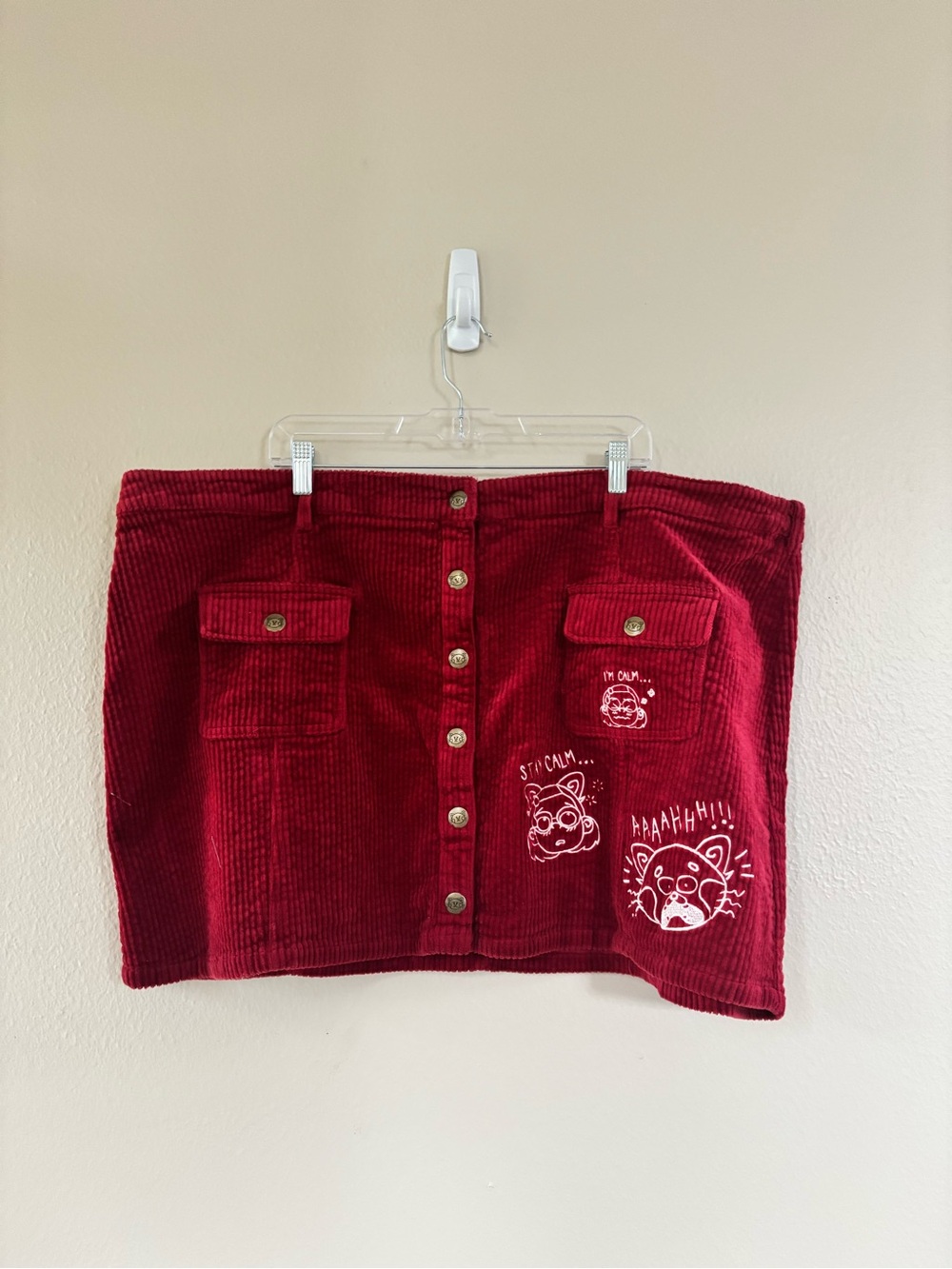 Disney Pixar Plus Size 2X Turning Red Corduroy Button-Front Mini Skirt